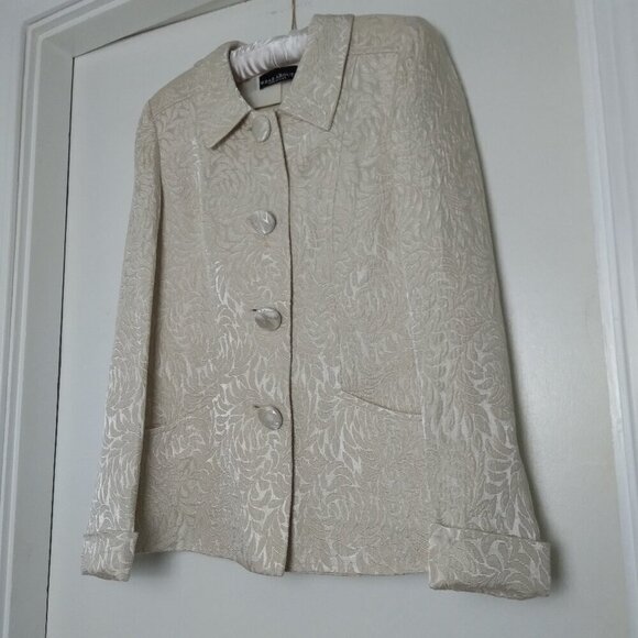 Vintage 70's  Cream Brocade Swing Jacket & Midi Skirt Retro 50's Inspired Sz M - Picture 3 of 12